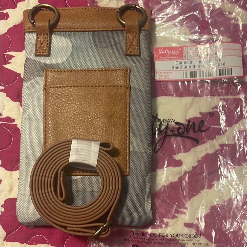 Thirty-One Gray and Brown Crossbody Bag